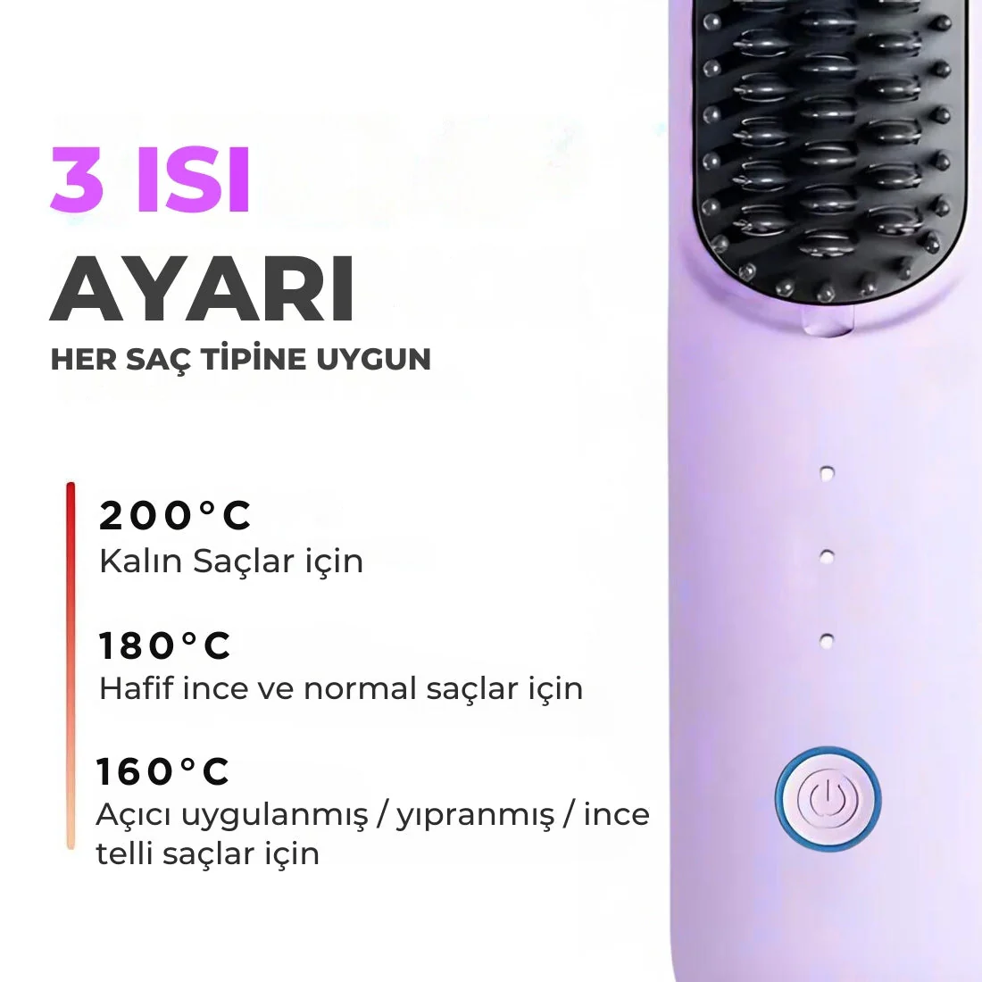 ✨ Isıtmalı Saç Düzleştirici Tarak – Pratik Saç Şekillendirme